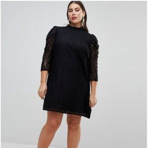 ASOS CURVE Lace Mini Dress With Puff Sleeves NWT